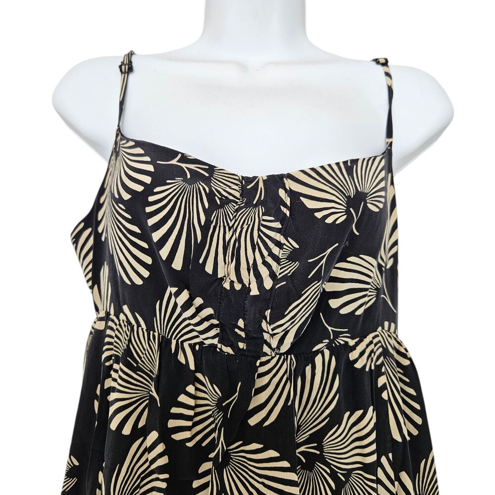 Ted Baker 100% Silk Dress Womens Size 2 Black Botanical Tropical Hawaiian Boho - Picture 12 of 14